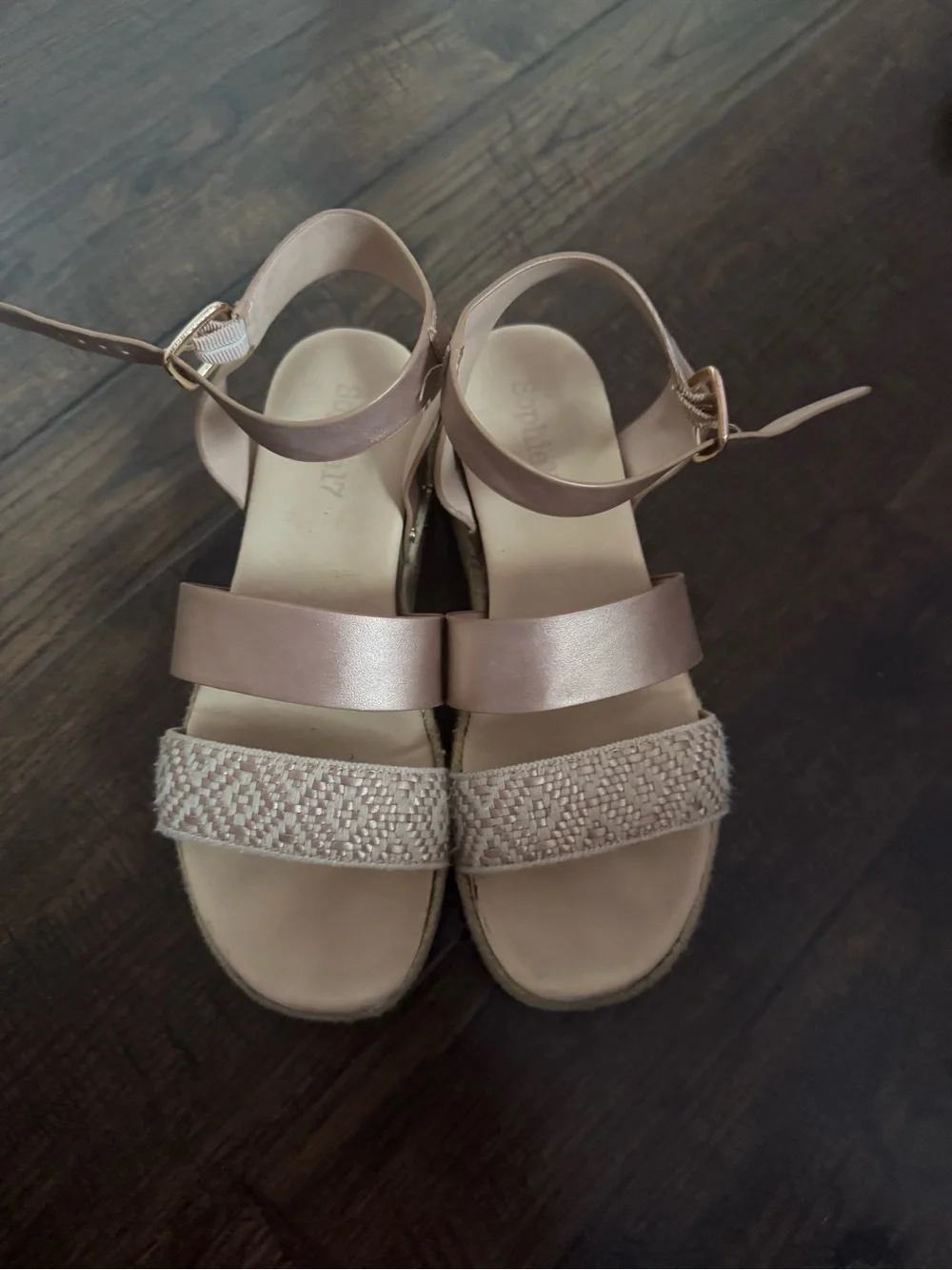 Beaded Ankle-Strap Sandals in Blush